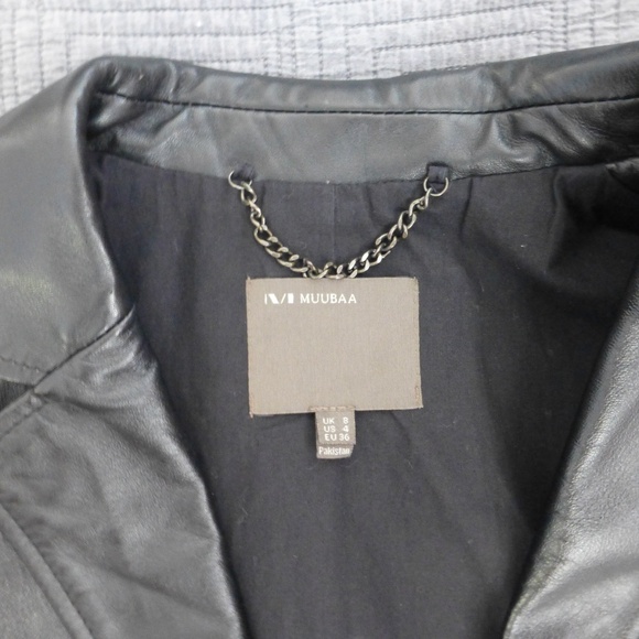 Oversized Black Lamb Leather Blazer | Size 4 - Picture 4 of 8